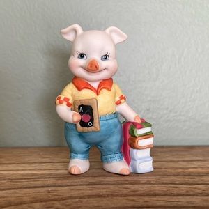 EUC - Bronson Collection Vintage 1995 BC Schoolboy Pig Figurine